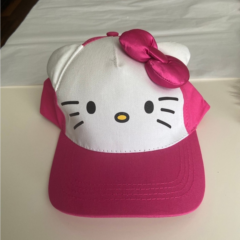 Hello Kitty Sanrio Face Youth Hat with Ears Pink NWT 2023 Children OS Adjustable